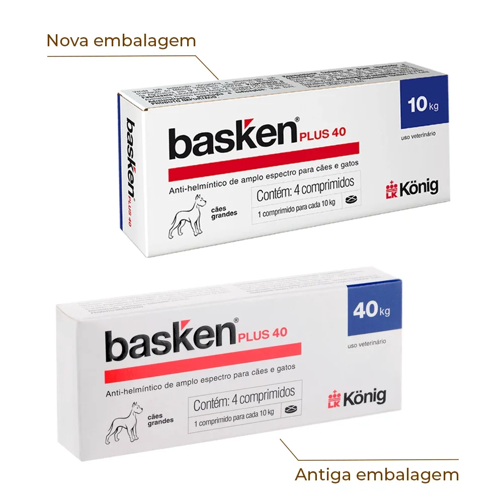 Vermífugo Basken Plus 40 Cães Raças Grandes